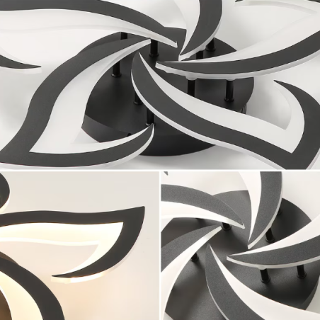 Lustra LED cu Telecomanda 120W Neagra D58cm lumina/rece/calda/neutra intensitate reglabila