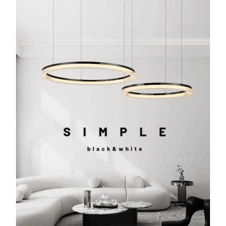 Lustra LED Negru&Alb Minimalist Ring cu Telecomanda lumina/rece/calda/neutra intensitate reglabila