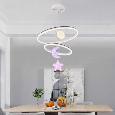 Lustra LED Suspendata Stars/Moon Cu Telecomanda 160W