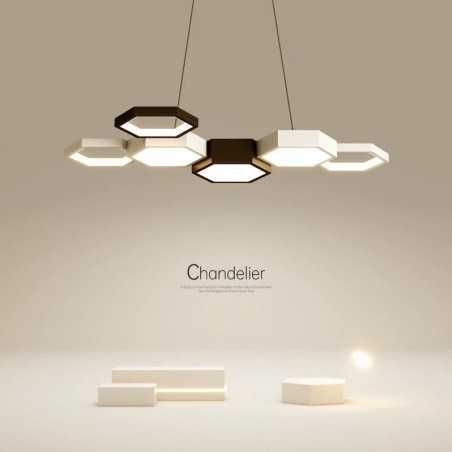 Lustra LED Suspendata cuTelecomanda 144W lumina/rece/calda/neutra intensitate reglabila