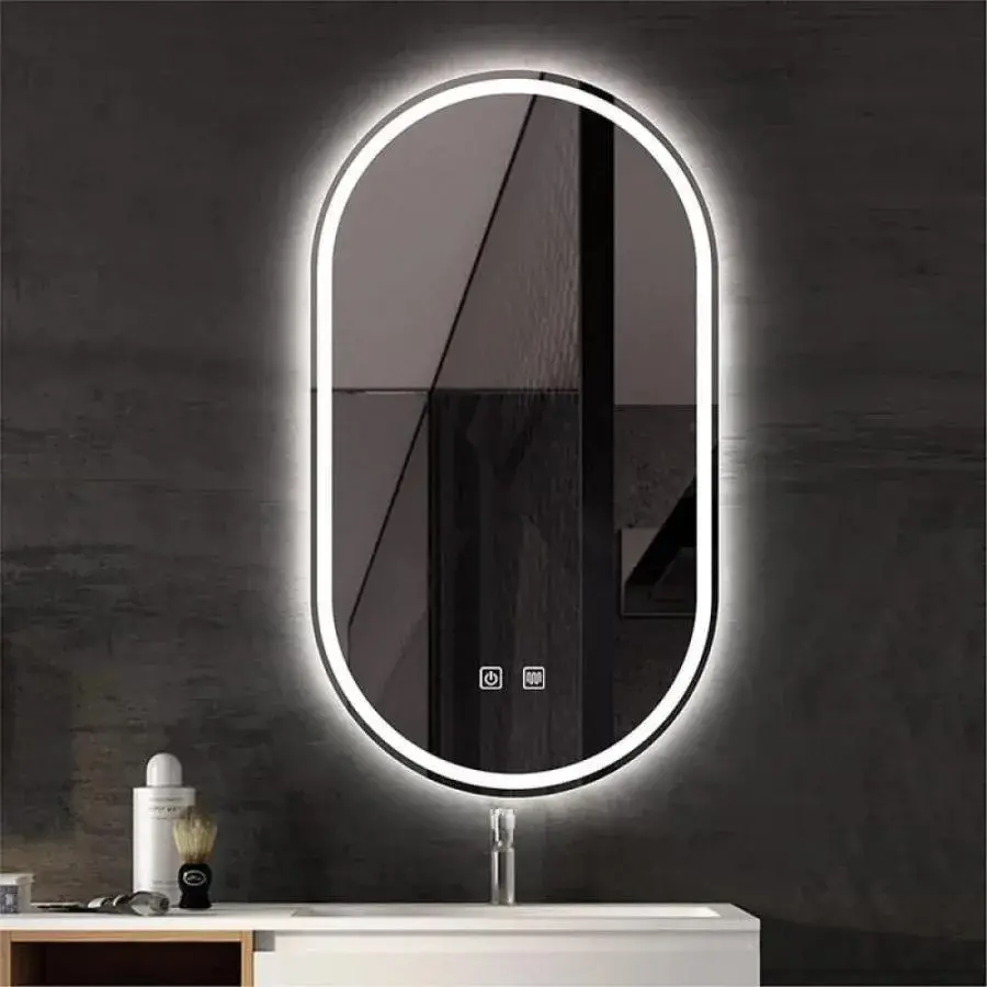 Oglinda LED Touch cu Functie Dezaburire 80x50cm, Lumina Rece, Dimabila