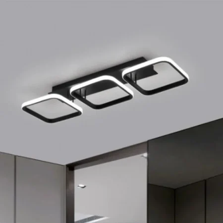 Lustra LED cu 3 Patrate Telecomanda 72W Negru lumina/rece/calda/neutra intensitate reglabila