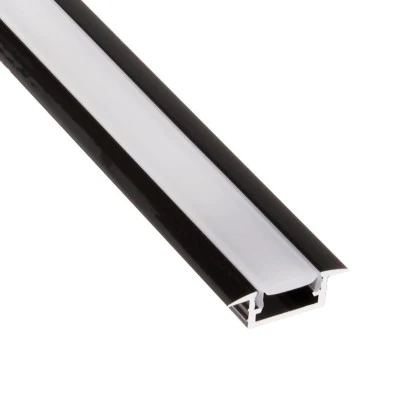 Profil LED din Aluminiu Incastrat, Lungime 2m, Negru, Dispersor Alb