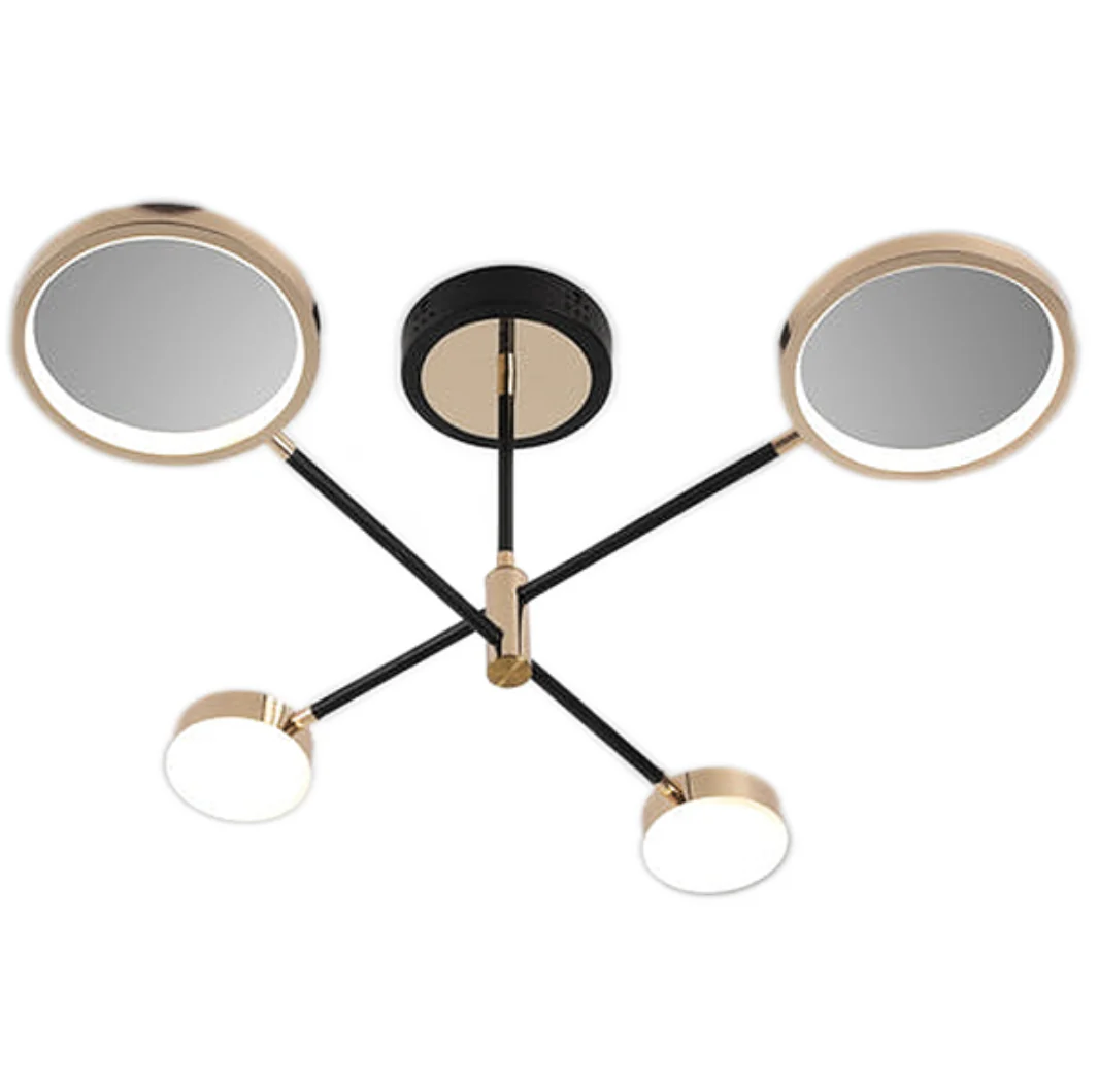 Lustra LED Cu Telecomanda, 3 Tipuri De Lumina, Intensitate Reglabila, Negru/Auriu