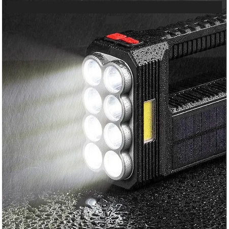 Lanterna cu 8 LED, Incarcare Solara si USB, Lumina Laterala si Frontala, 4 Moduri de Iluminare, Rezistenta la Apa