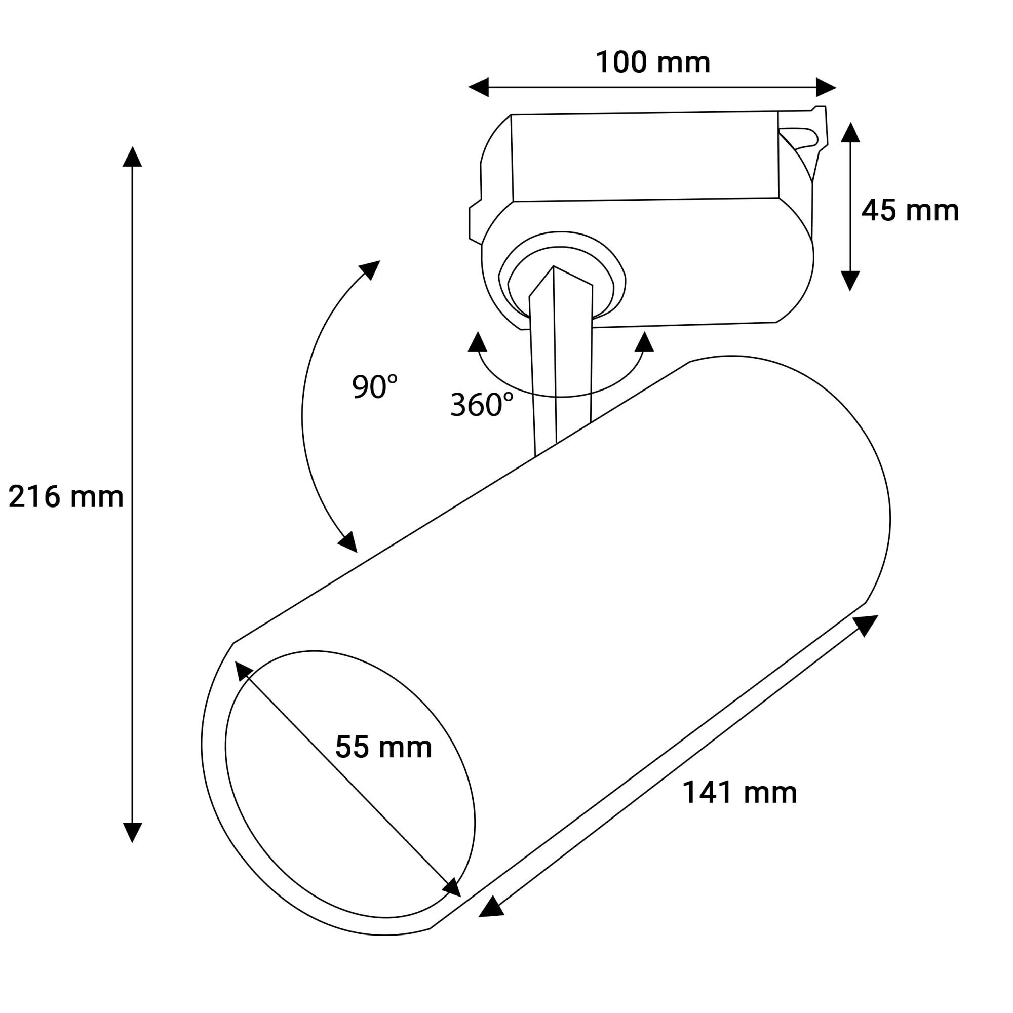 Proiector LED Sina Aplicata, 10W, 3000K Lumina Calda, 1020lm, Negru