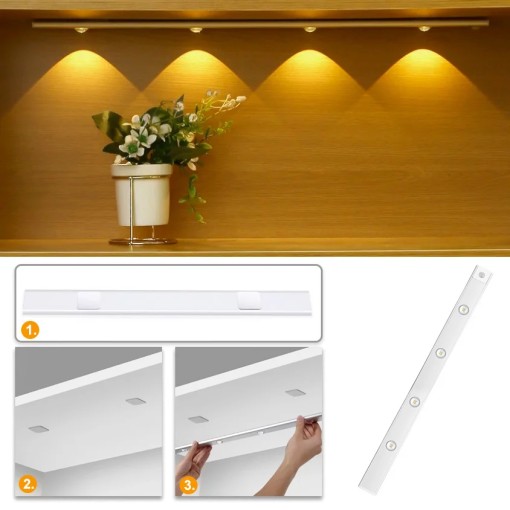 Spot Led Cu Senzor De Miscare 80cm 5v 3 Functii Lumina Calda/Rece/Neutra Usor De Instalat, Magnetic