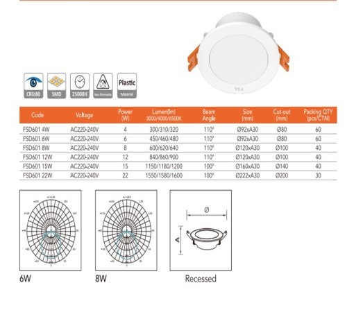 SPOT LED FSL FSD 601 22W 4000K LUMINA NEUTRA