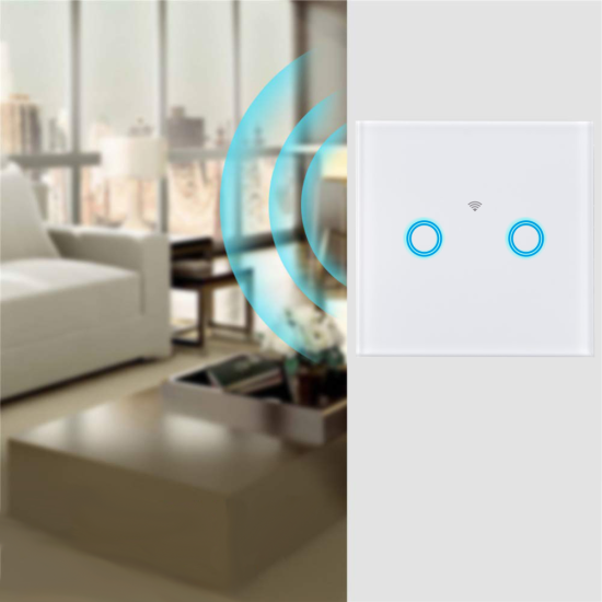 Intrerupator touch dublu WI-FI, alb